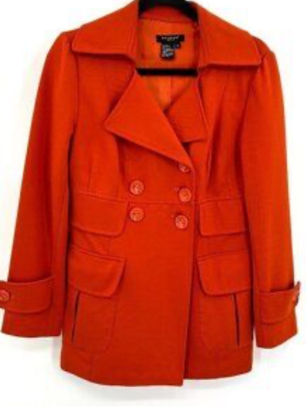 Sandro Bold Orange Double-Breasted Peacoat